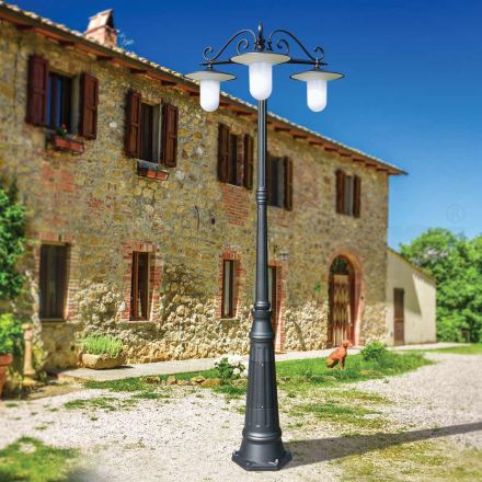 Vintage Style Street Lamp with 3 Lights in Gray Aluminum Made in Italy - Belen Viadurini