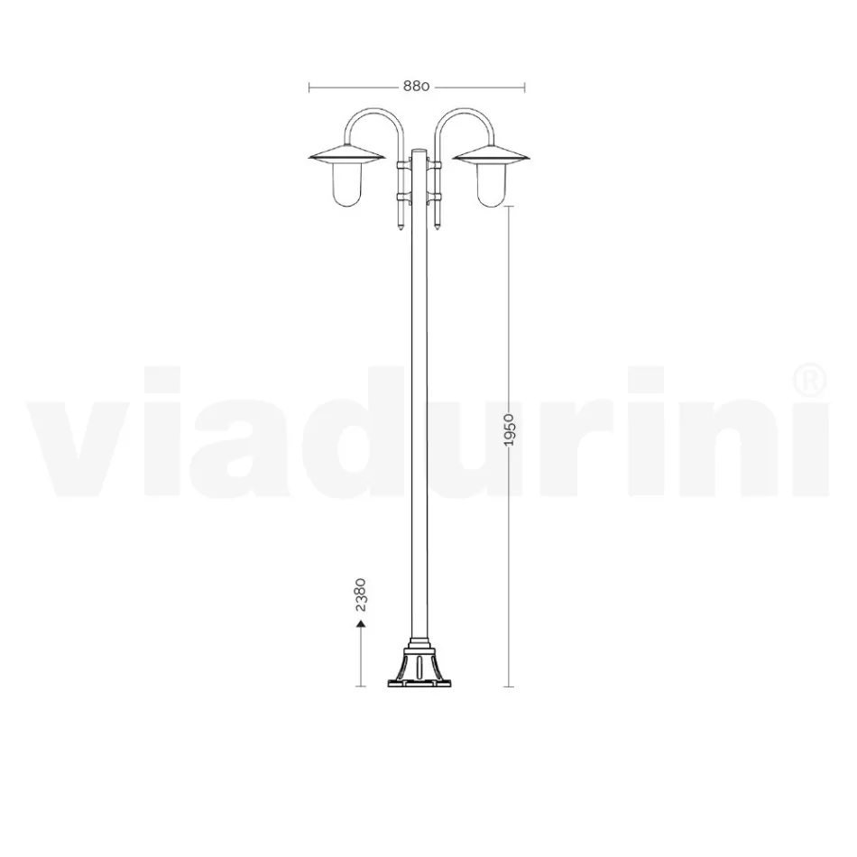 Vintage Garden Lamp 2 Lights in Aluminum Made in Italy - Belen Viadurini