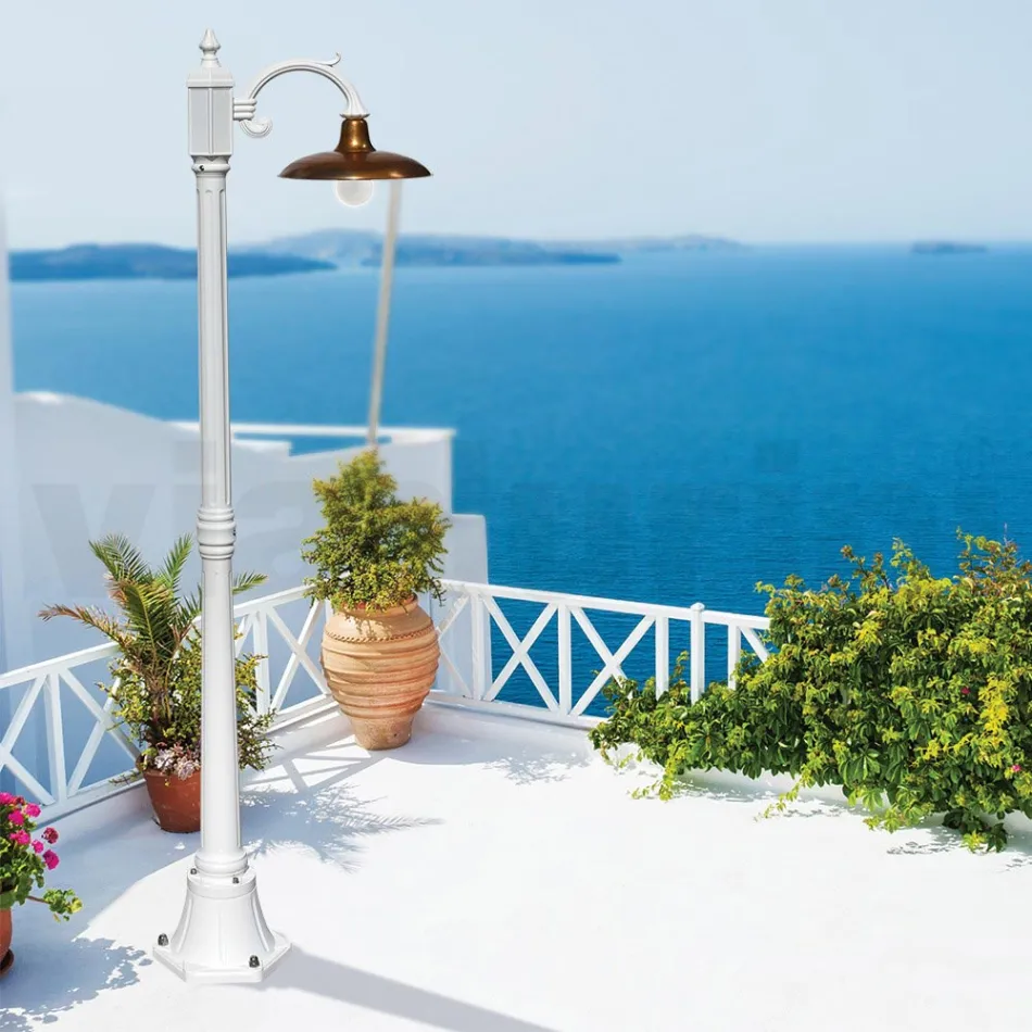 Vintage Lamp in Aluminum with Diffuser in Brass Made in Italy - Adela Viadurini