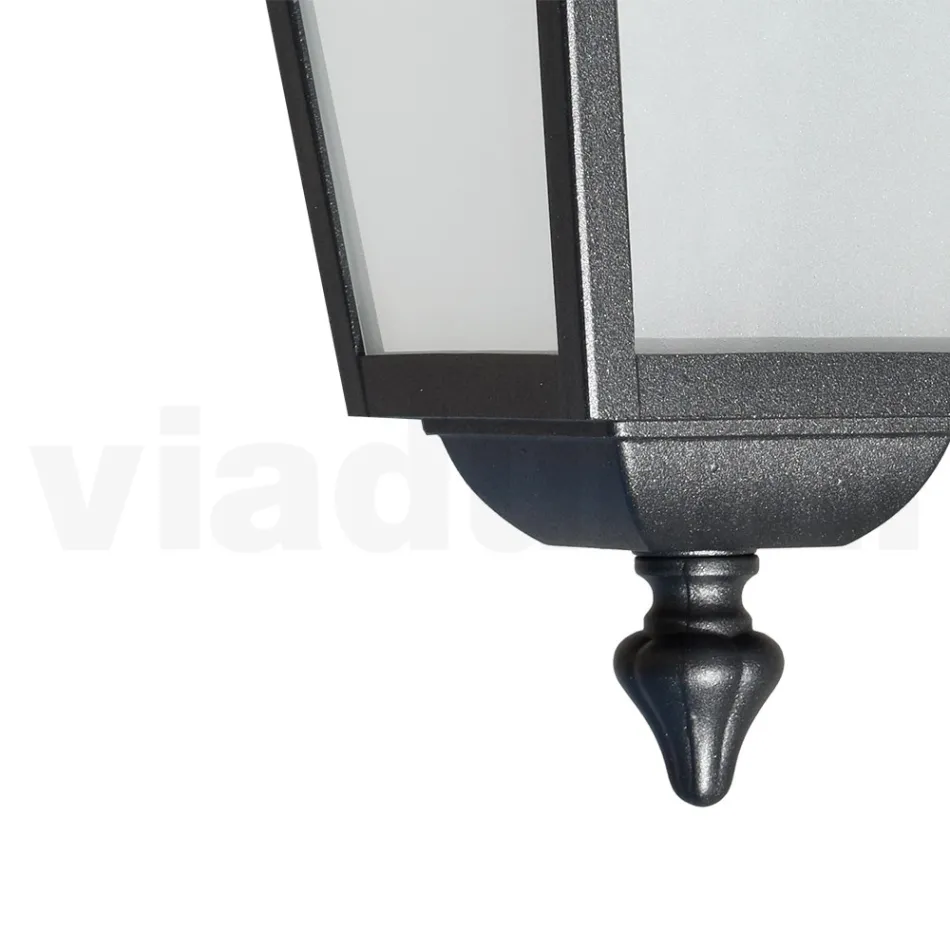 Garden Ceiling Lantern in Anthracite Aluminum and Sandblasted Glass - Elric Viadurini