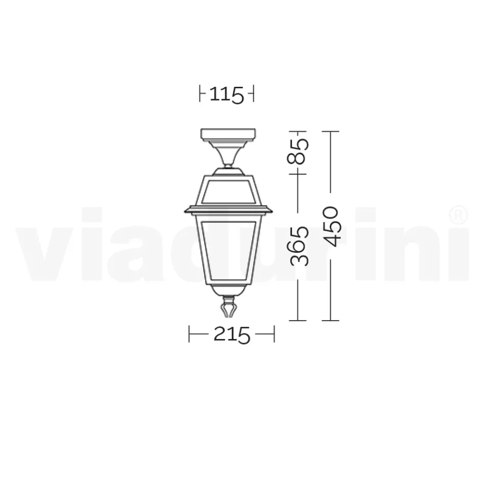 Garden Ceiling Lantern in Anthracite Aluminum and Sandblasted Glass - Elric Viadurini
