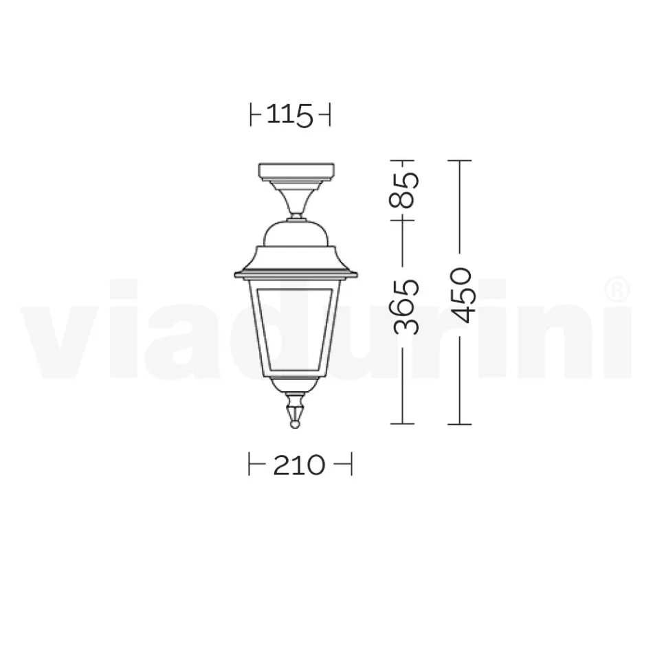 Ceiling Lantern in Die-Cast Aluminum and Glass Diffuser - Scintilla Viadurini
