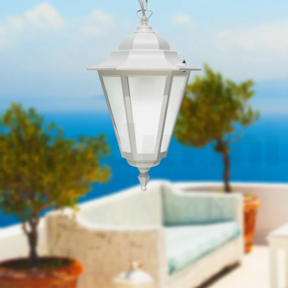 Vintage Outdoor Lantern in White Aluminum Made in Italy - Terella Viadurini