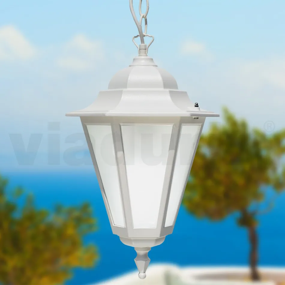 Vintage Outdoor Lantern in White Aluminum Made in Italy - Terella Viadurini