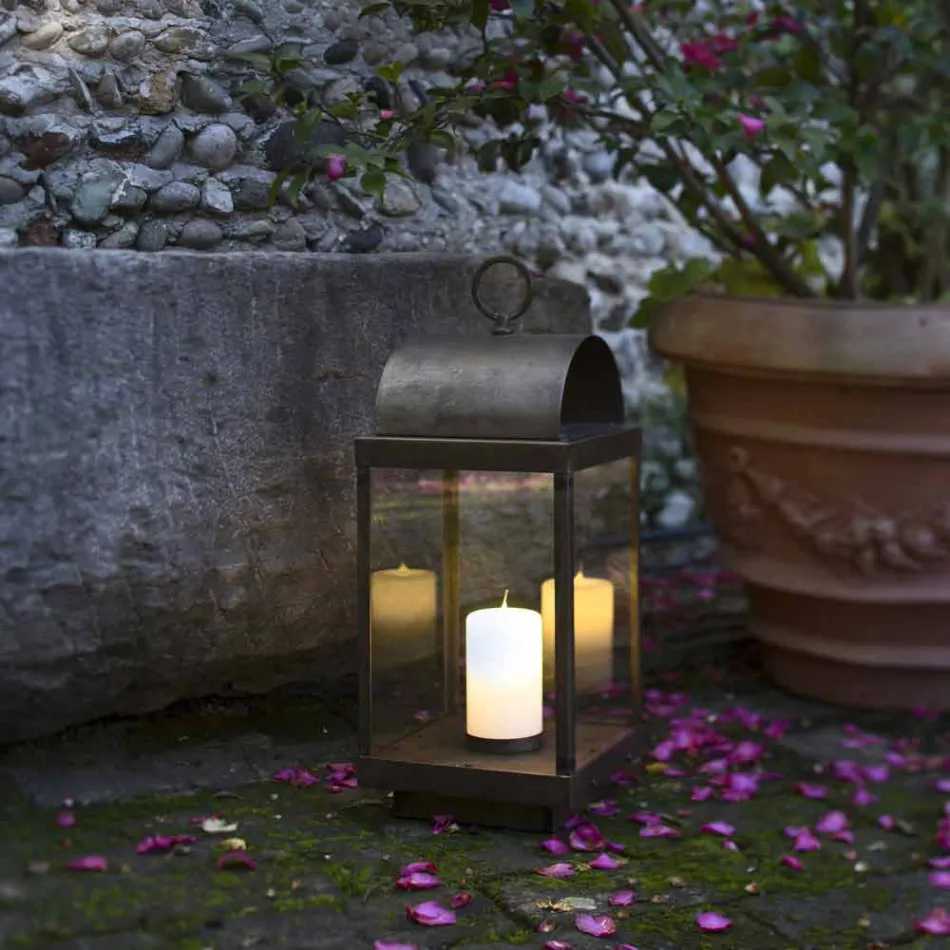 Garden lantern with iron or brass candle Il Fanale Viadurini