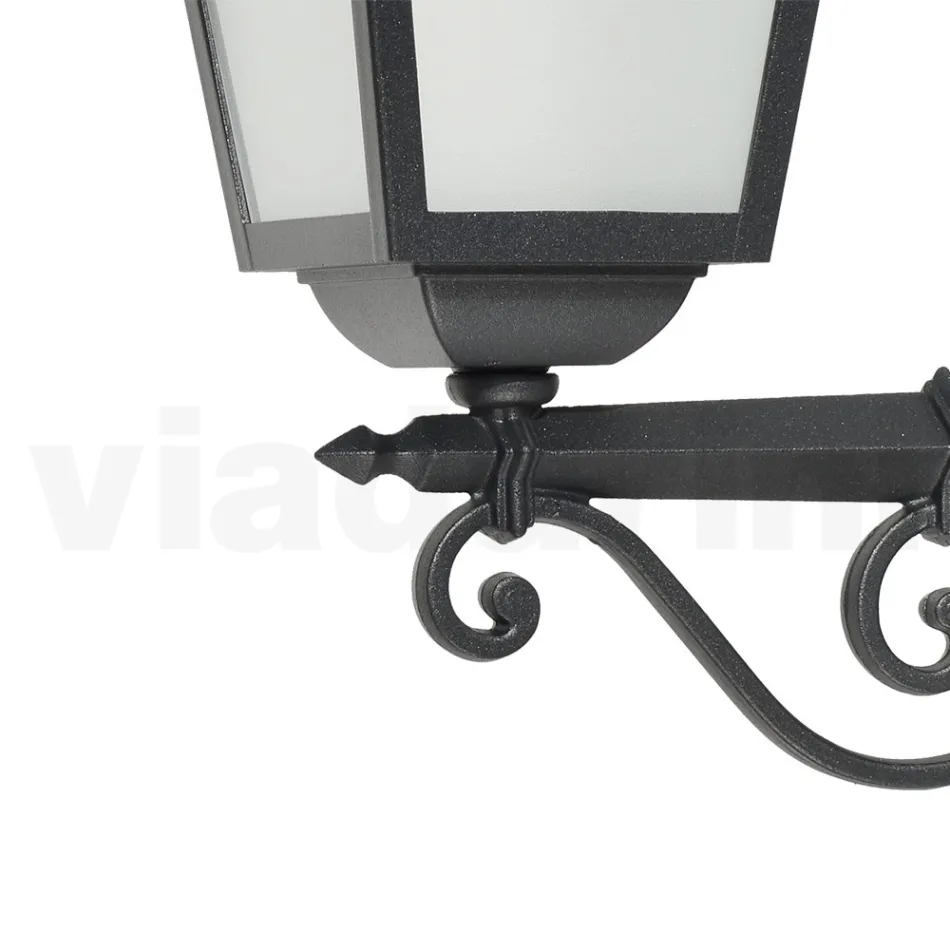 Garden Lantern in Anthracite Aluminum and Sandblasted Glass - Elric Viadurini