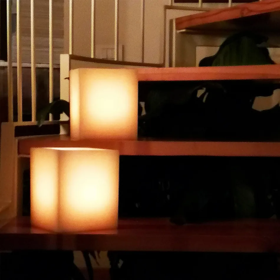 Scented Lantern in Scratched Effect Wax with Tealight Made in Italy - Famme Viadurini