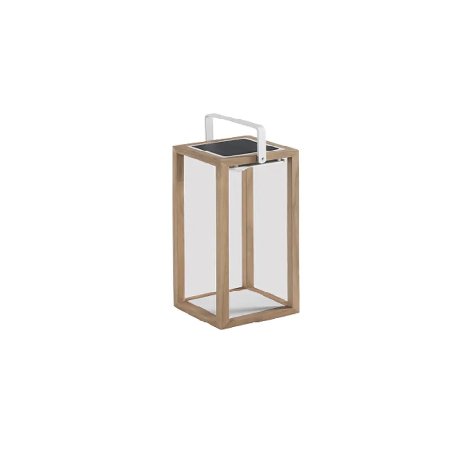 Outdoor Solar Lantern with Painted Aluminum or Teak Structure - Greg Viadurini
