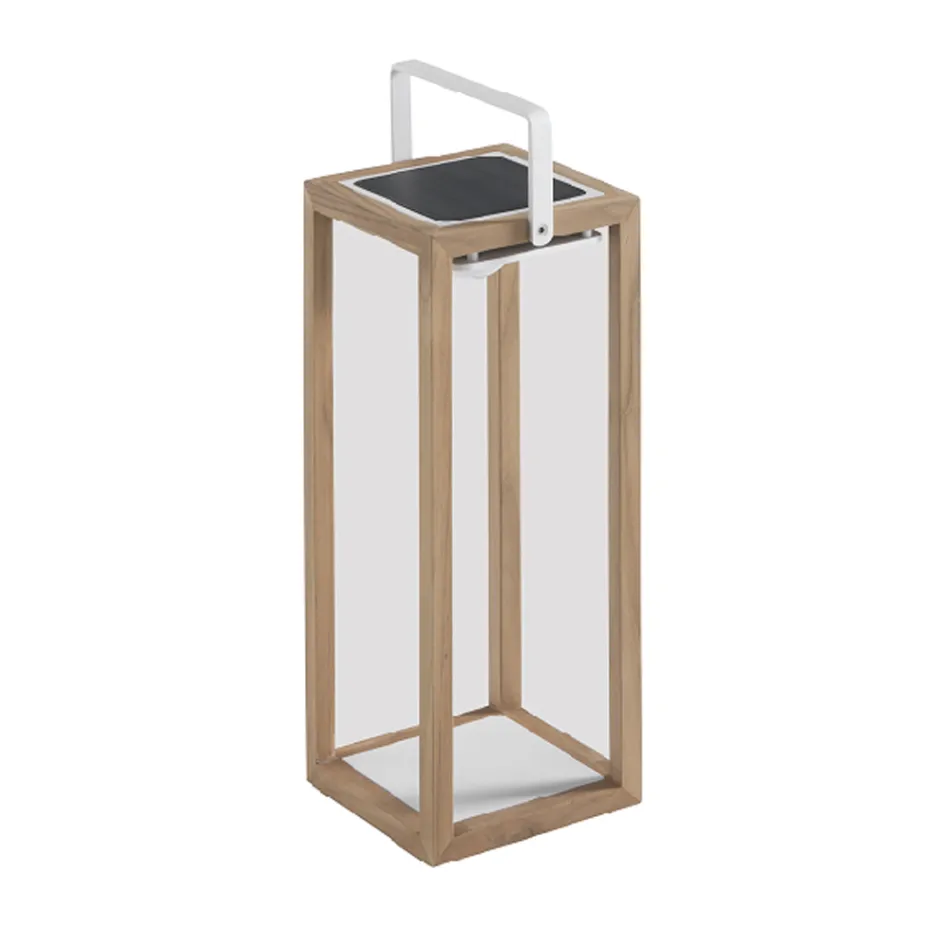 Outdoor Solar Lantern with Painted Aluminum or Teak Structure - Greg Viadurini