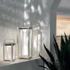 Outdoor Solar Lantern with Painted Aluminum or Teak Structure - Greg Viadurini