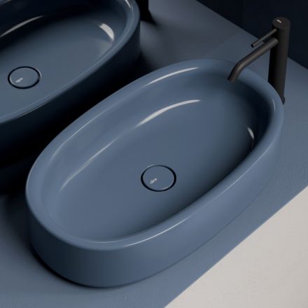 60x35 cm Countertop Ceramic Washbasin in Various Colors Made in Italy - Girl Viadurini