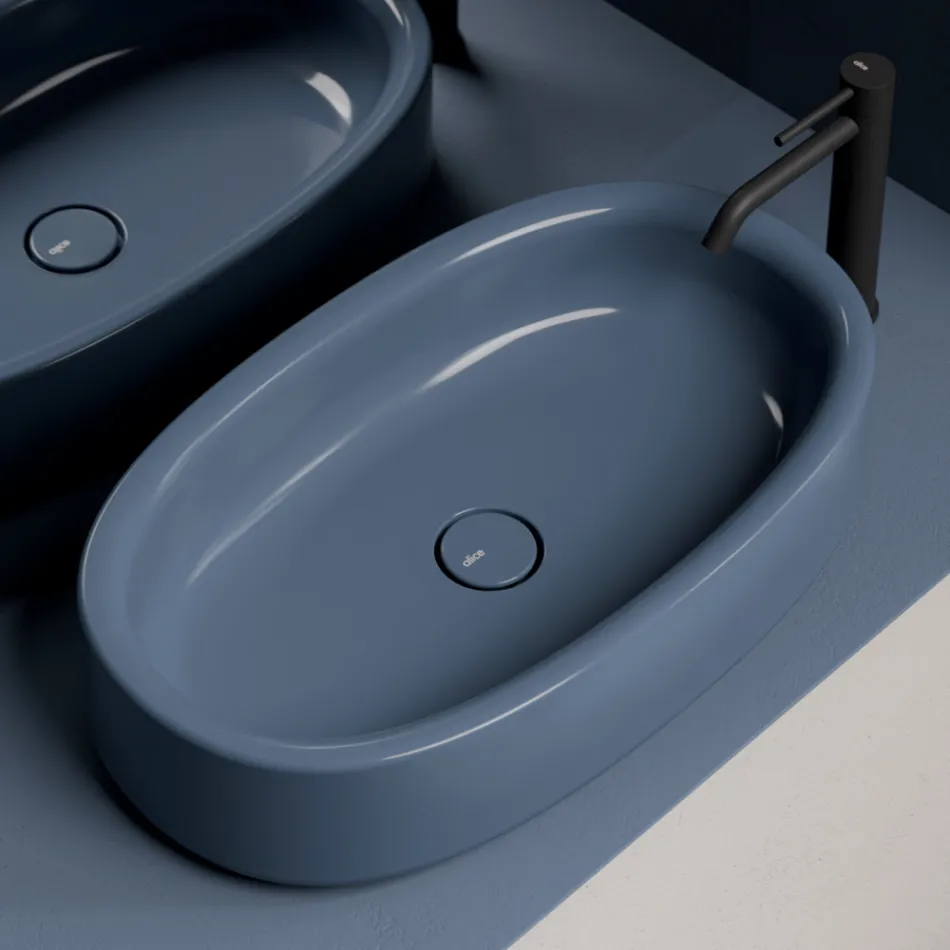 60x35 cm Countertop Ceramic Washbasin in Various Colors Made in Italy - Girl Viadurini