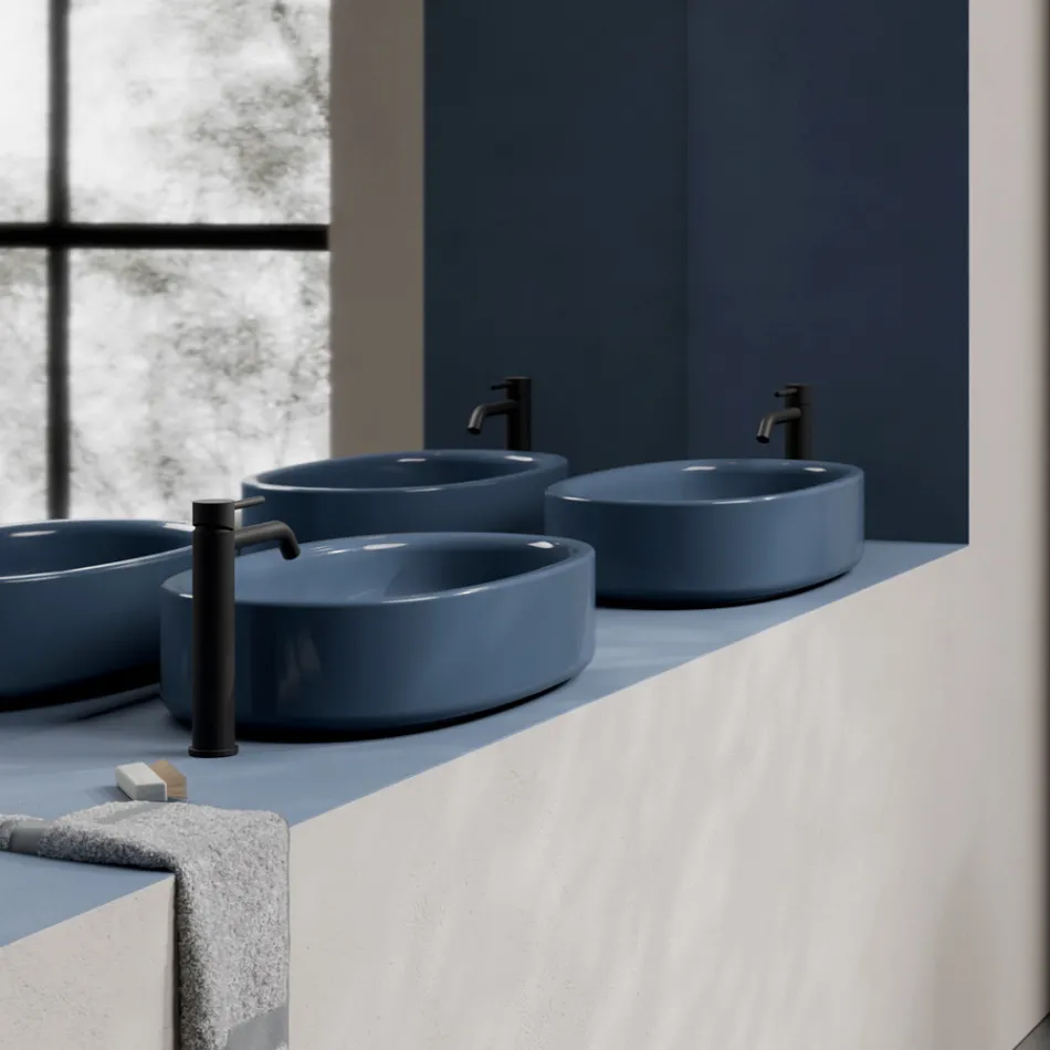 60x35 cm Countertop Ceramic Washbasin in Various Colors Made in Italy - Girl Viadurini