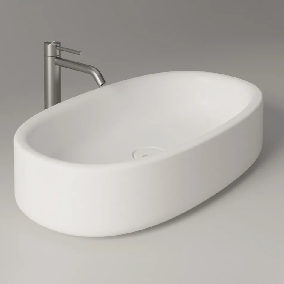 60x35 cm Countertop Ceramic Washbasin in Various Colors Made in Italy - Girl Viadurini