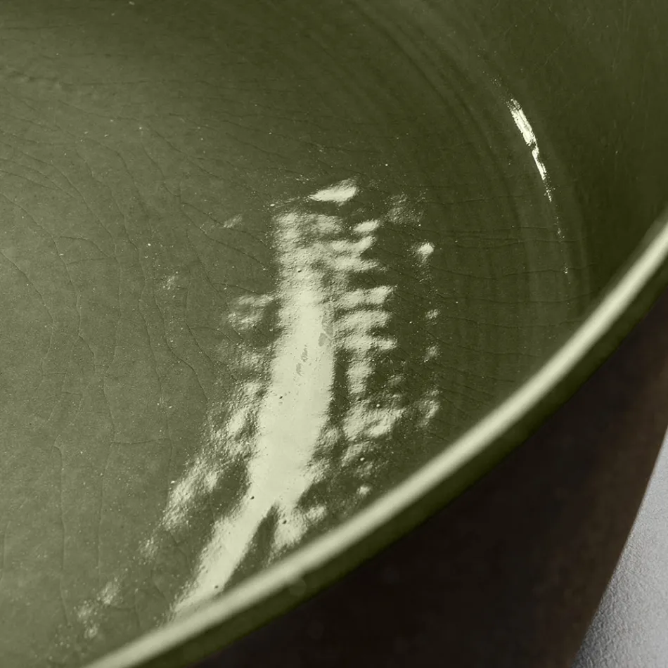 Green Refractory Clay Bowl Washbasin Made in Italy - Tatiana Viadurini