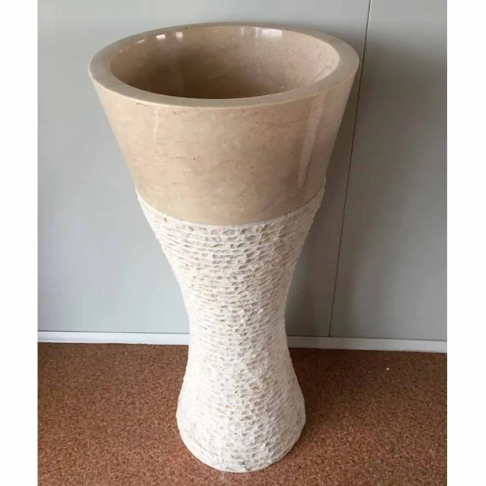White column washbasin in Iris natural stone, unique piece Viadurini