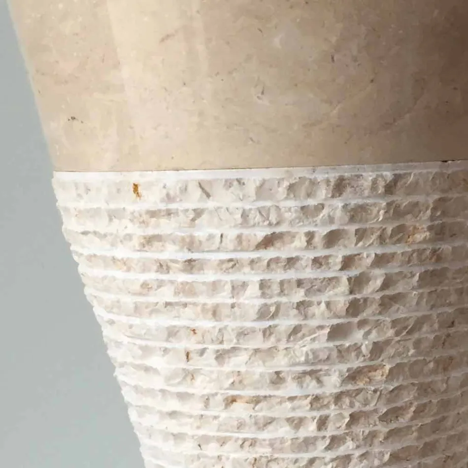 White column washbasin in Iris natural stone, unique piece Viadurini