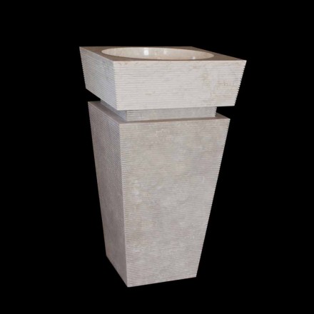 mounted washbasin naturally Sire white stone, handmade Viadurini