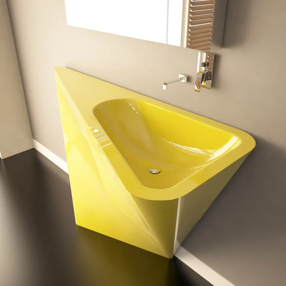 Modern pedestal washbasin handcrafted by Mullet Viadurini