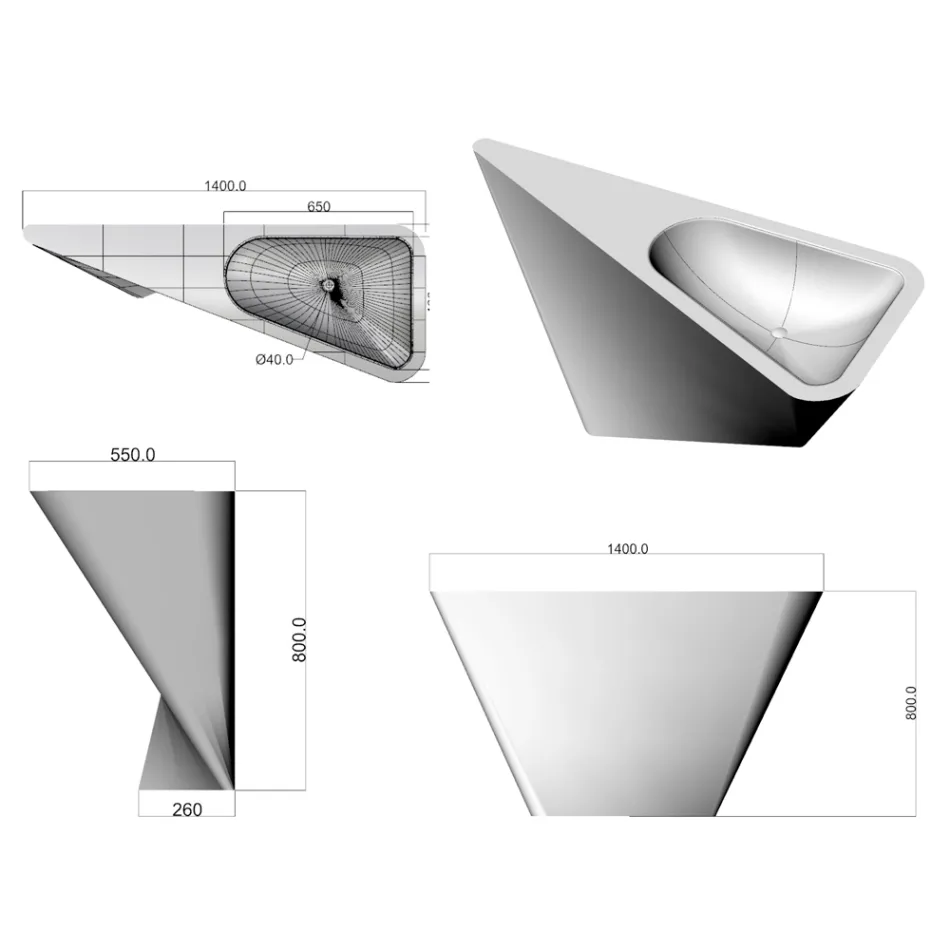 Modern pedestal washbasin handcrafted by Mullet Viadurini