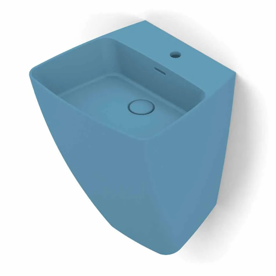 Modern design wall-mounted ceramic washbasin made in Italy, Goran Viadurini