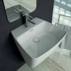 Modern design wall-mounted ceramic washbasin made in Italy, Goran Viadurini