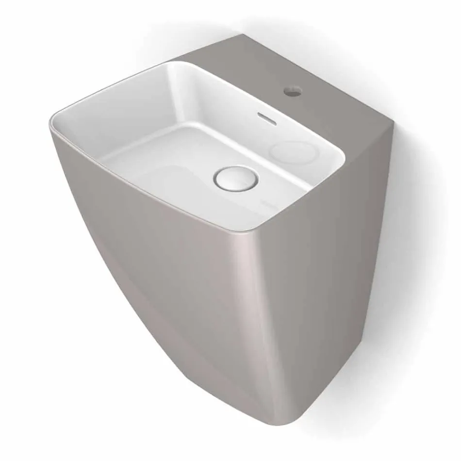 Modern design wall-mounted ceramic washbasin made in Italy, Goran Viadurini