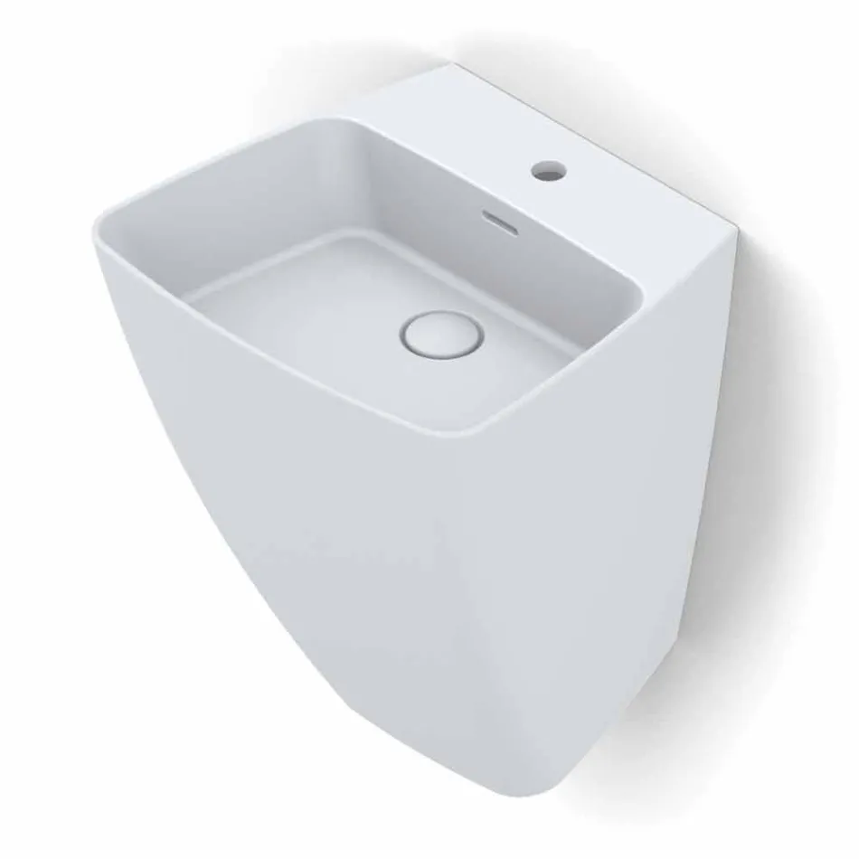 Modern design wall-mounted ceramic washbasin made in Italy, Goran Viadurini