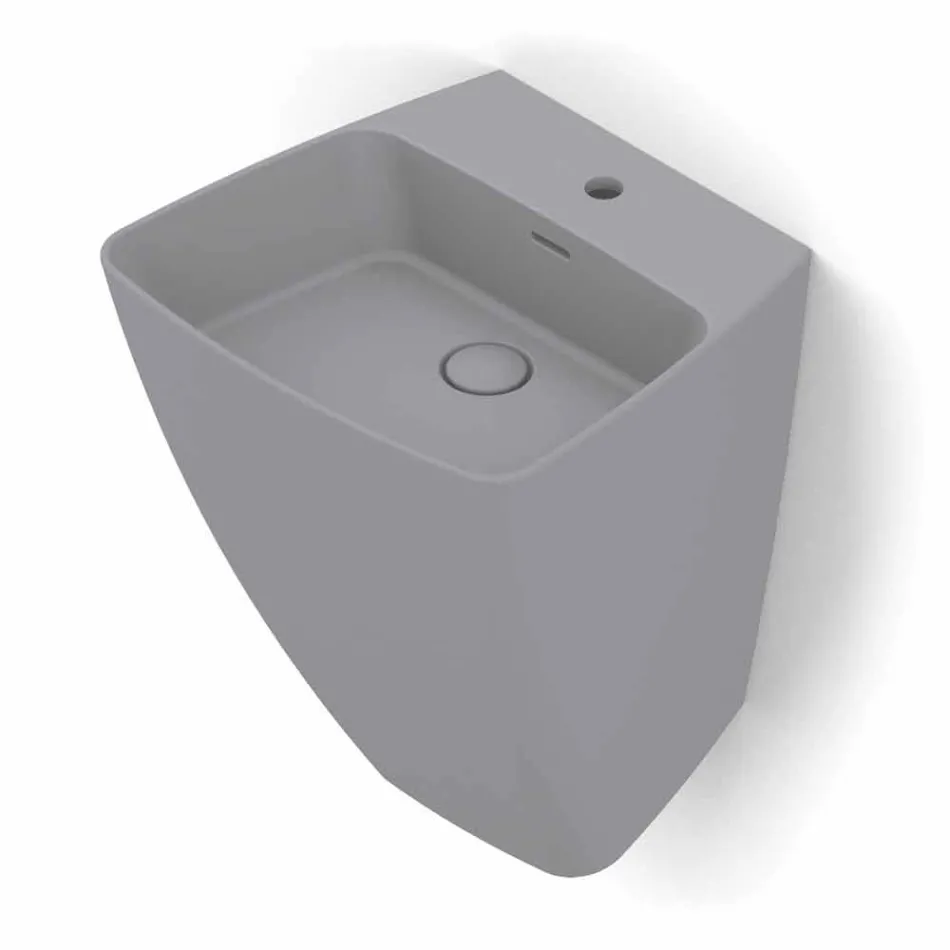 Modern design wall-mounted ceramic washbasin made in Italy, Goran Viadurini
