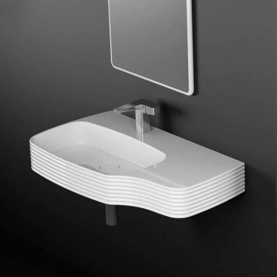 Modern ceramic wall-mounted washbasin made in Italy, Hamlet Viadurini