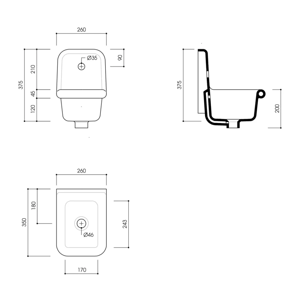 Vintage Style Patterned Ceramic Wall Mounted Washbasin 26 cm - Jordan Viadurini