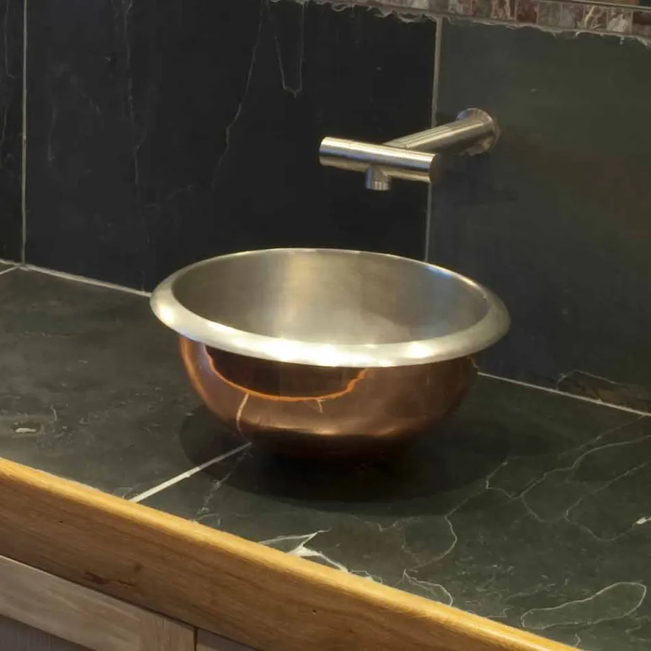 Copper design washbasin with Pure nickel finish Viadurini