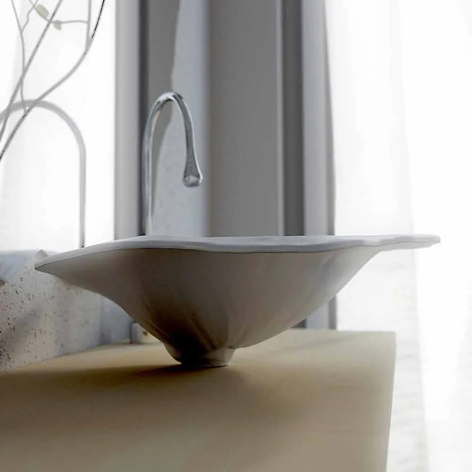 Washbasin modern design support in the shape of leaf Faruglium Viadurini