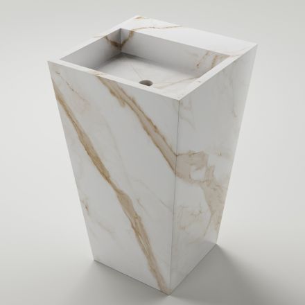 Column Bathroom Washbasin in Porcelain Stoneware Made in Italy - Baia Viadurini
