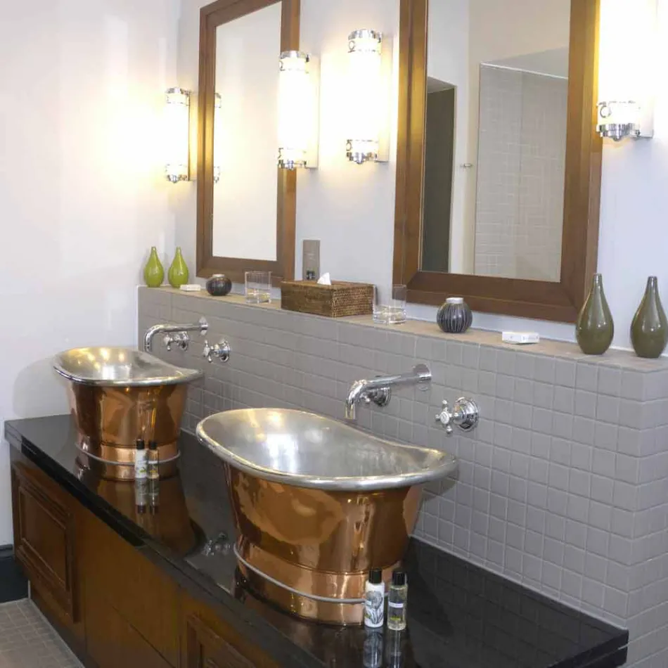 Sink bathroom to support copper and white iron Cala Viadurini