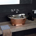 Countertop washbasin made of copper with white iron finish Calla