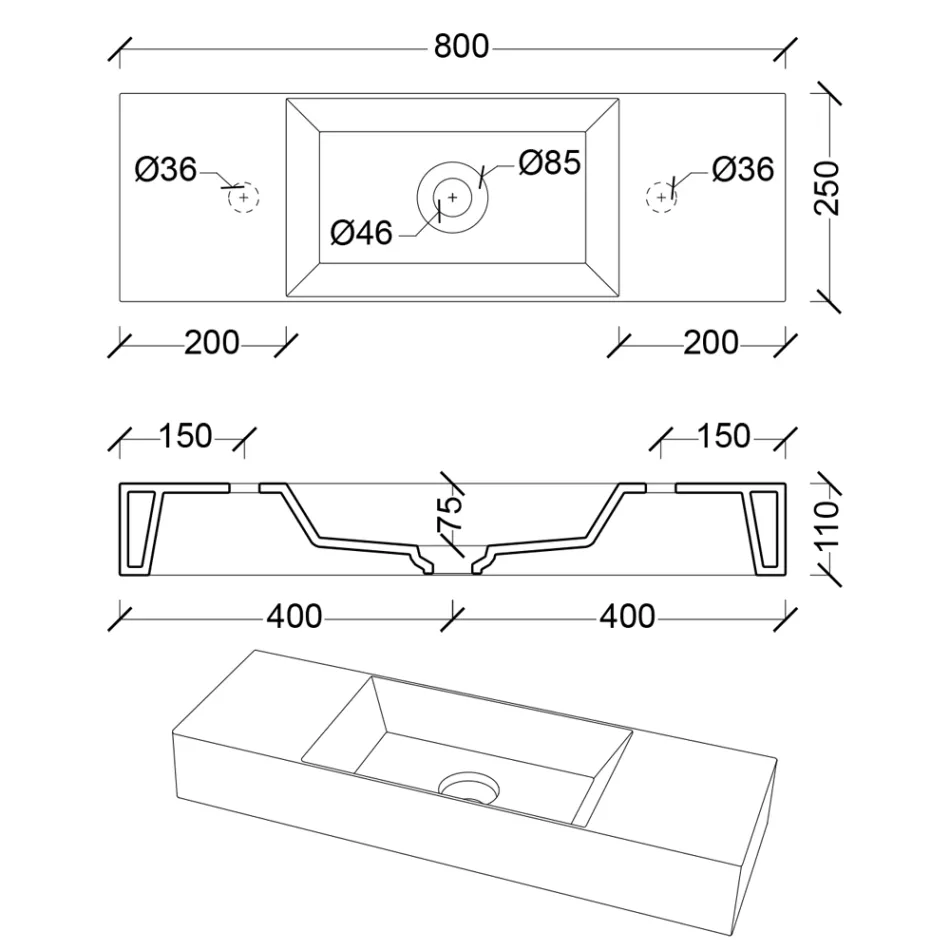 Countertop or Wall-Mounted Bathroom Washbasin in Ceramic Made in Italy - Act Viadurini