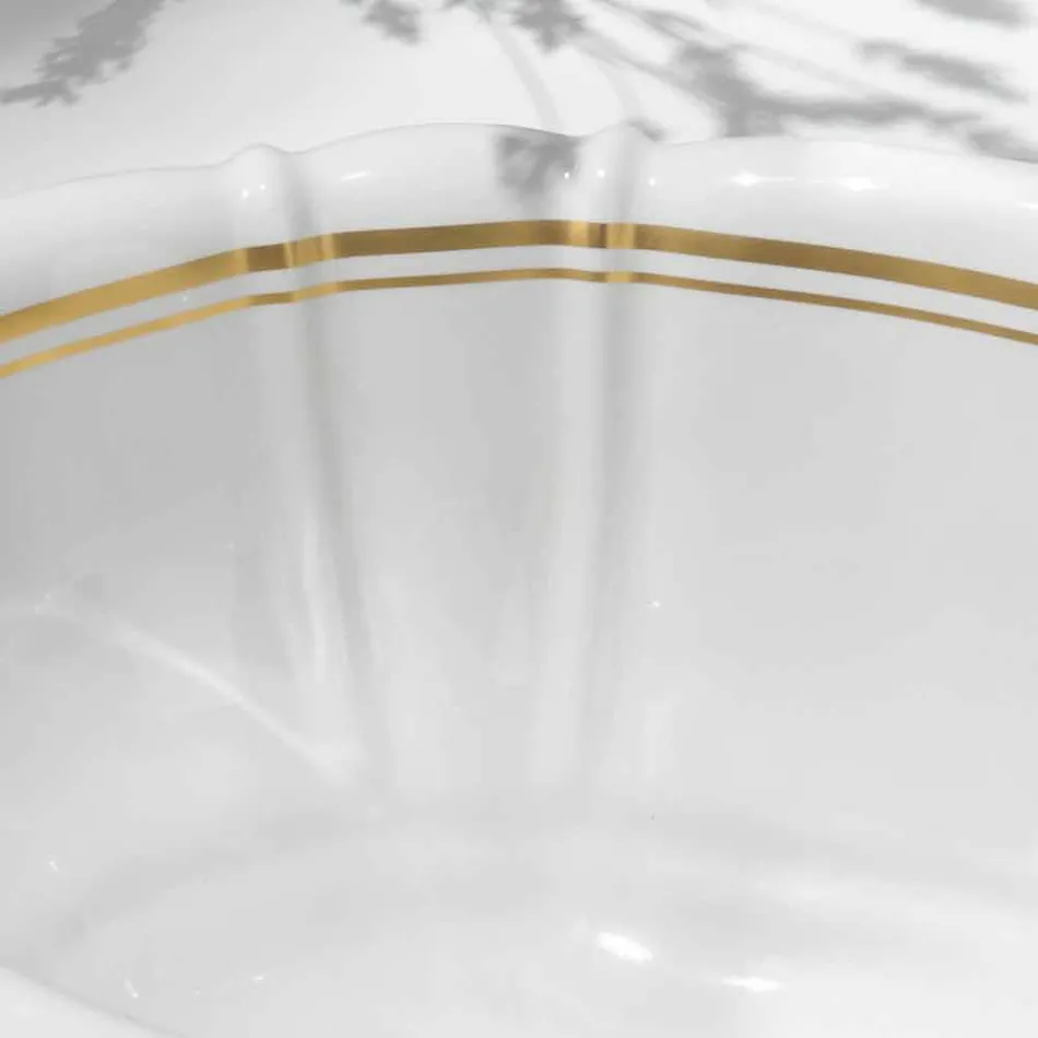 Recessed bathroom sink in porcelain and gold made in Italy, Santiago Viadurini