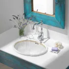 Recessed bathroom sink in porcelain and gold made in Italy, Santiago Viadurini