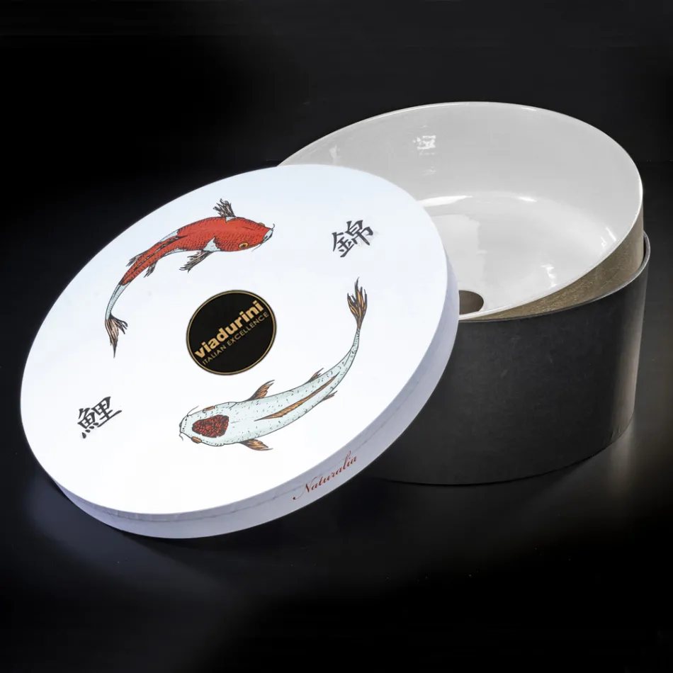 White Design Bathroom Washbasin in Refractory Clay Made in Italy - Tatiana Viadurini