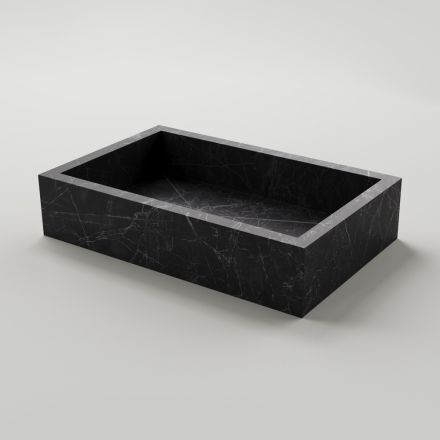Bathroom Washbasin in Marble Effect Porcelain Stoneware Made in Italy - Ludmilla Viadurini