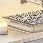 Semi-recessed bathroom sink decorated by hand in fire clay made Italy, Guido Viadurini