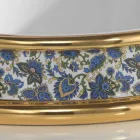 Semi-recessed bathroom sink in fire clay and gold made in Italy, Manilo Viadurini