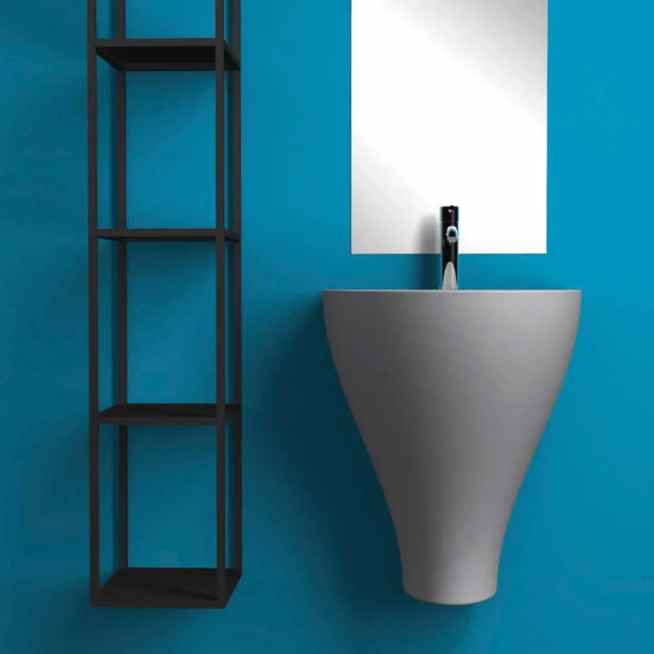 Modern ceramic wall hung bathroom sink made in Italy, Fiorello Viadurini