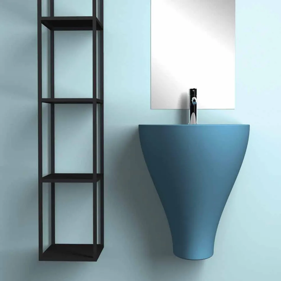 Modern ceramic wall hung bathroom sink made in Italy, Fiorello Viadurini