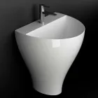 Modern ceramic wall hung bathroom sink made in Italy, Fiorello Viadurini