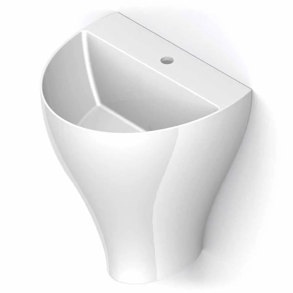 Modern ceramic wall hung bathroom sink made in Italy, Fiorello Viadurini