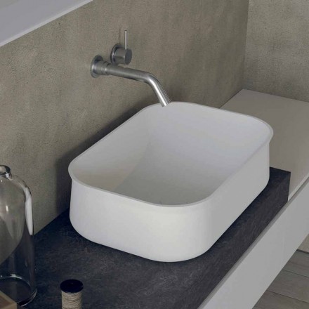 Modern Design Counter Top Rectangular White Bathroom Washbasin - Tulyp2 Viadurini