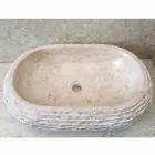 Cora oval white washbasin, handmade Viadurini