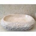 White natural stone countertop basin Cora, handcrafted unique  piece